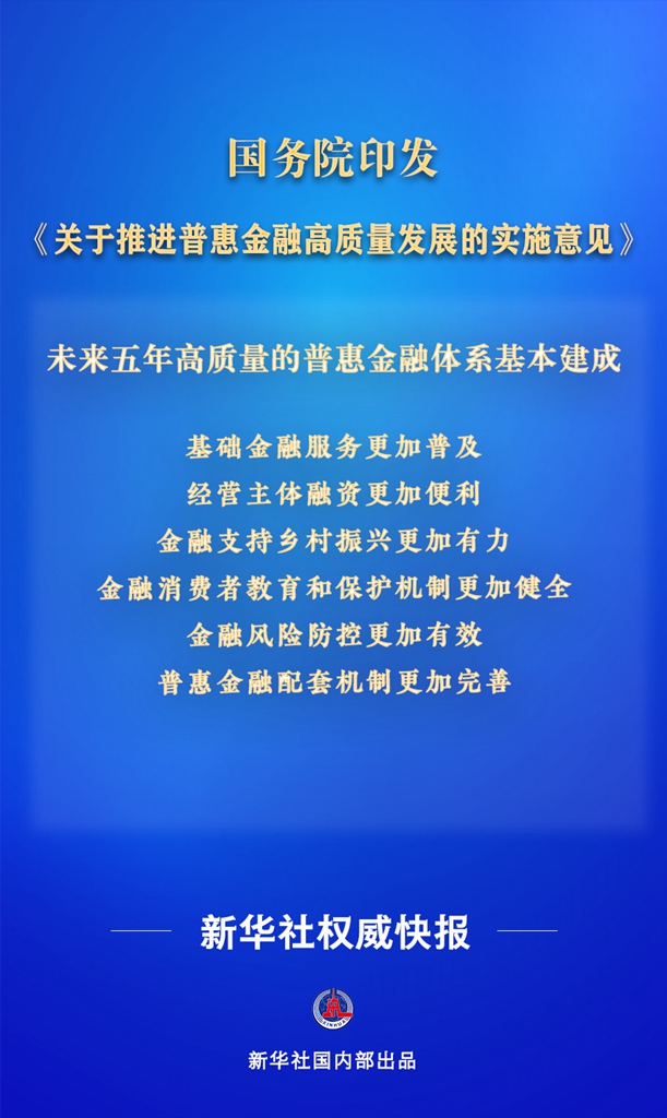 新聞分析：我國明確普惠金融高質(zhì)量發(fā)展目標 推動重點領(lǐng)域信貸服務提質(zhì)增效