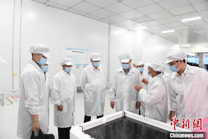 圖為蔡達峰一行在惠科電子(北海)科技產(chǎn)業(yè)園調(diào)研。　林浩 攝