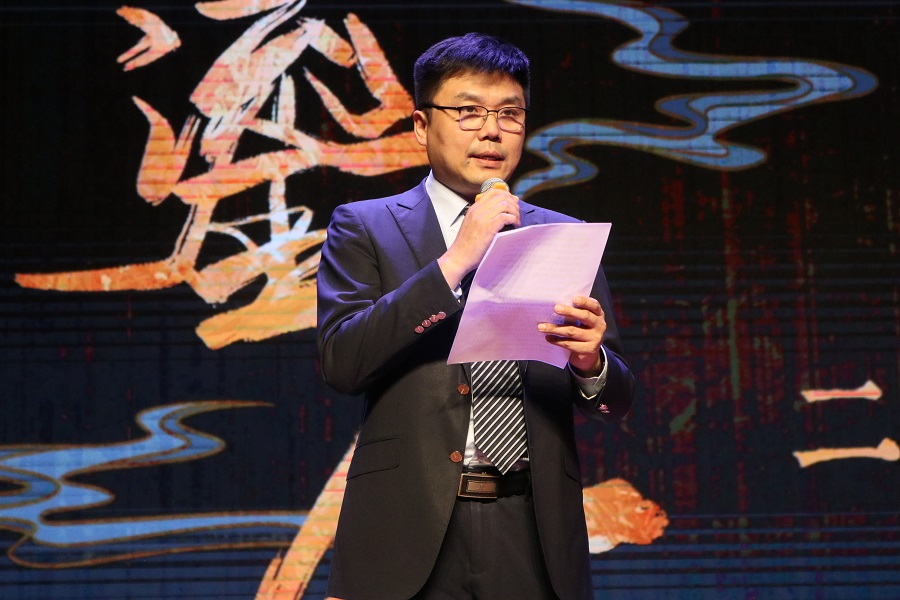 北京外國(guó)語大學(xué)黨委常委、副校長(zhǎng)趙剛在活動(dòng)現(xiàn)場(chǎng)講話。主辦方供圖