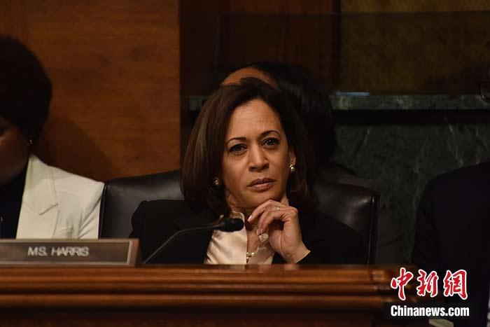 當?shù)貢r間8月11日，美國前副總統(tǒng)、已經(jīng)鎖定民主黨總統(tǒng)候選人提名的拜登選定聯(lián)邦參議員卡瑪拉·哈里斯為其競選搭檔、民主黨副總統(tǒng)候選人。哈里斯成為美國歷史上首位被提名為副總統(tǒng)候選人的非裔女性。圖為哈里斯此前出席國會聽證會(資料圖)。<a target='_blank' href='/'><p  align=
