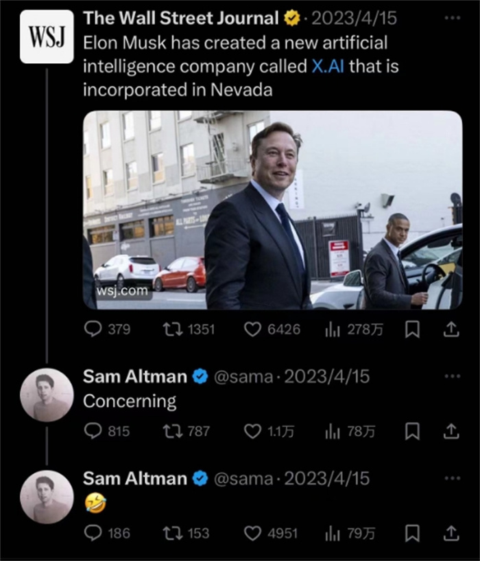 奧特曼社交媒體截圖。