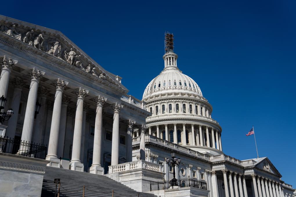 圖為2023年10月11日在美國首都華盛頓拍攝的國會大廈。新華社記者 劉杰 攝