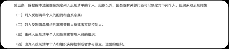 《反外國制裁法》明確規(guī)定反制對象。