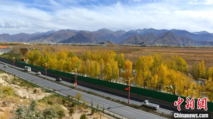 從拉薩北面看拉魯濕地和布達拉宮?！〗w波 攝