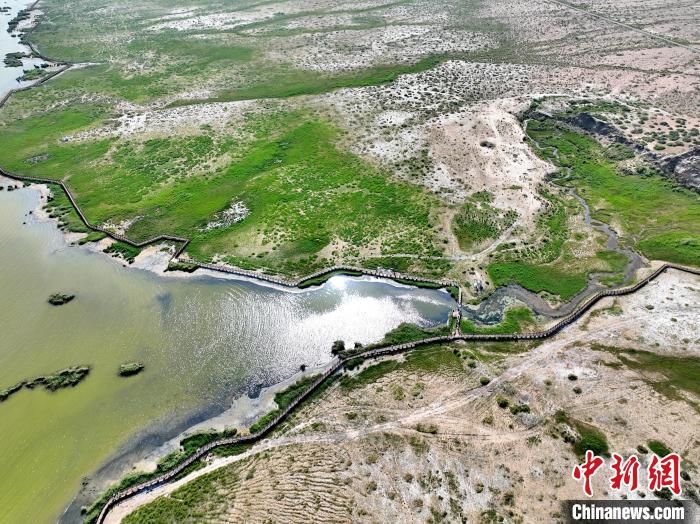 圖為航拍都蘭湖國(guó)家濕地公園。　祁增蓓 攝