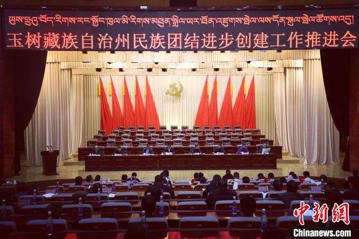 圖為玉樹州民族團(tuán)結(jié)進(jìn)步創(chuàng)建工作推進(jìn)會(huì)現(xiàn)場(chǎng)?！『F龍 攝