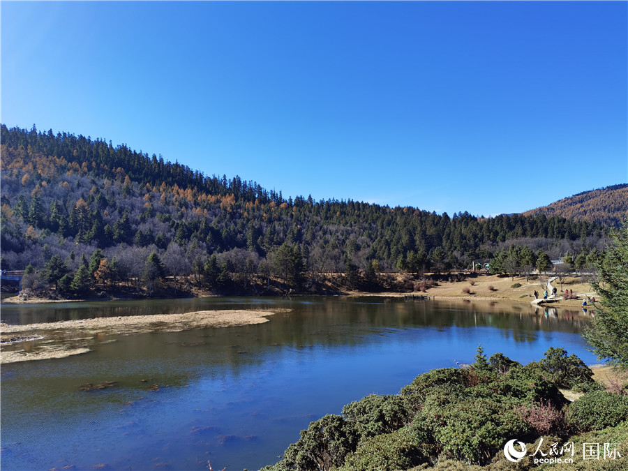 香格里拉國(guó)家公園景區(qū)內(nèi)，被譽(yù)為“高原仙子”的屬都湖吸引了眾多游客。人民網(wǎng)記者 杜明明攝