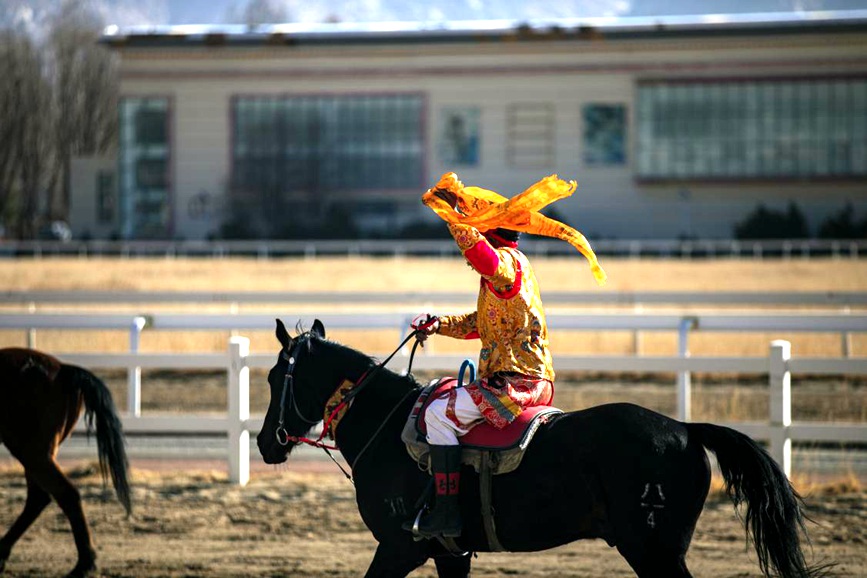 藏歷新年，精彩的馬術(shù)表演。張靜攝