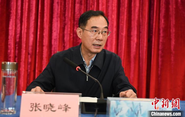 圖為西藏自治區(qū)黨委宣傳部副部長(zhǎng)、西藏廣播電視臺(tái)黨組書(shū)記張曉峰致辭。　趙朗 攝